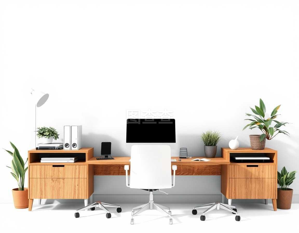 白色裁剪路径 现代办公设备的极简美学与功能分隔